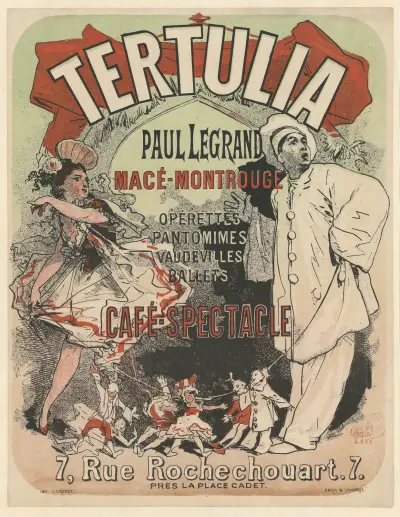 Tertulia. Café-spectacle 7 rue Rochechouart 7. A la Place Cadet av Jules Chéret