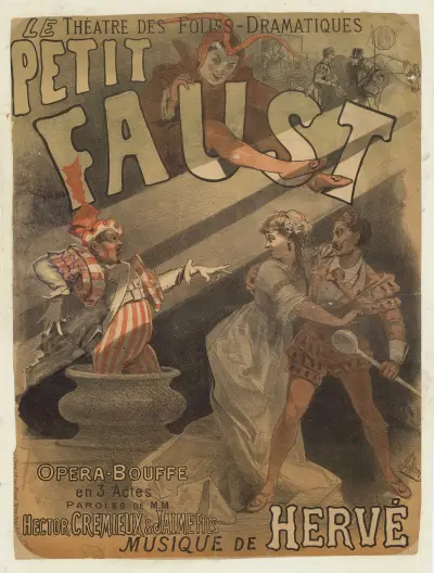 Théâtre des Folies-Dramatiques, Le Petit Faust…Musique de Hervé av Jules Chéret