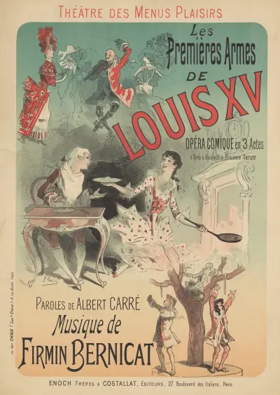 Théâtre des Menus-Plaisirs. Les premières armes de Louis XV… Musique de Firmin Bernicat av Jules Chéret