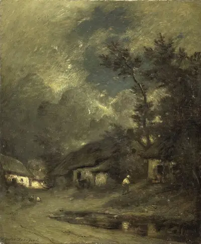 A Village by Night av Jules Dupré