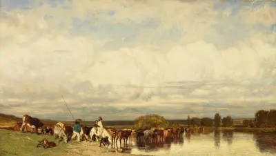 Cows Crossing a Ford av Jules Dupré