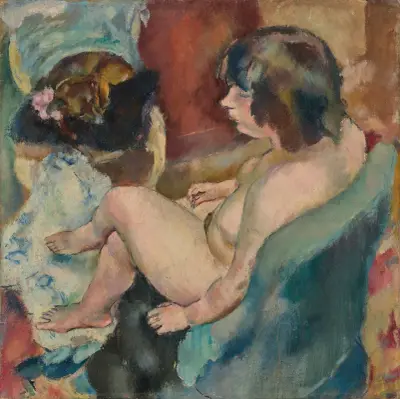 Femme au chien av Jules Pascin