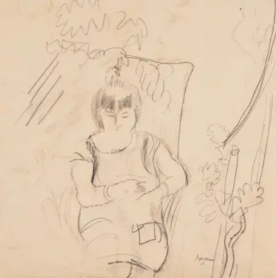 Kvinna i fåtölj av Jules Pascin