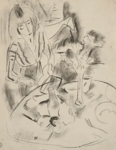 Hermine vid bordet av Jules Pascin