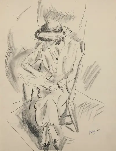 Hermine David lisant av Jules Pascin