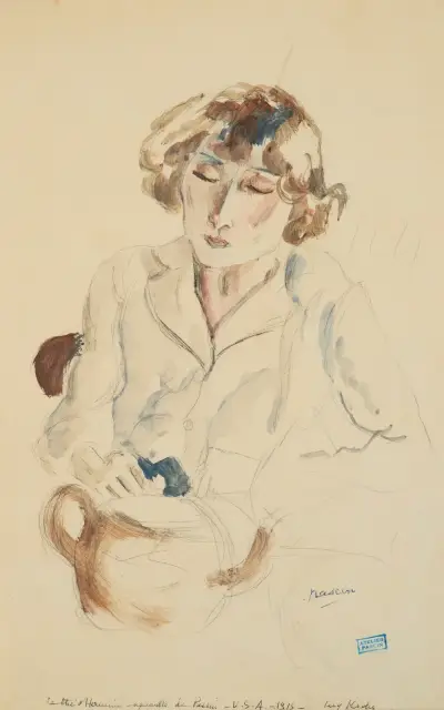 Hermine David drömmande av Jules Pascin