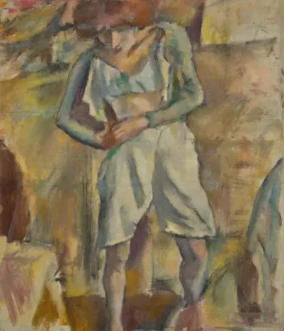 Hermine David klär sig av Jules Pascin