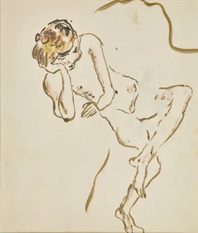 Ung pojke sittande av Jules Pascin