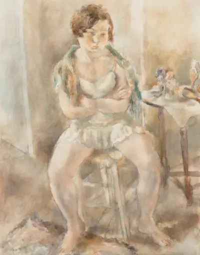Nénette på Villa des Camélias av Jules Pascin
