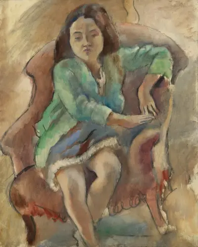 Simone D’alal (Jeune Fille Dans Une Bergère) av Jules Pascin