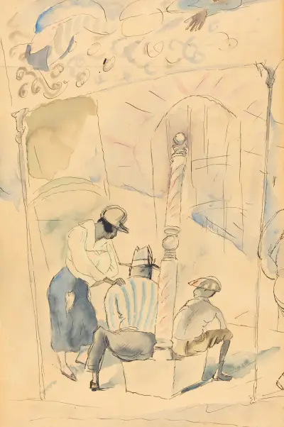 The Handsome Barber av Jules Pascin
