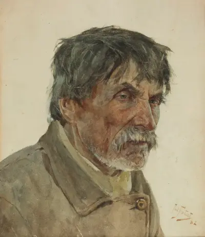 Head of a peasant from Samogitia av Julian Falat