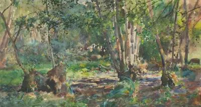 Inne i en skog med rådjur av Julian Falat