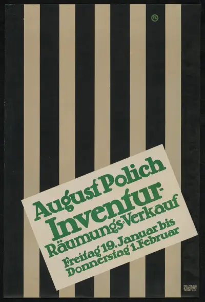 August Polich Inventur Räumungsverkauf av Julius Klinger