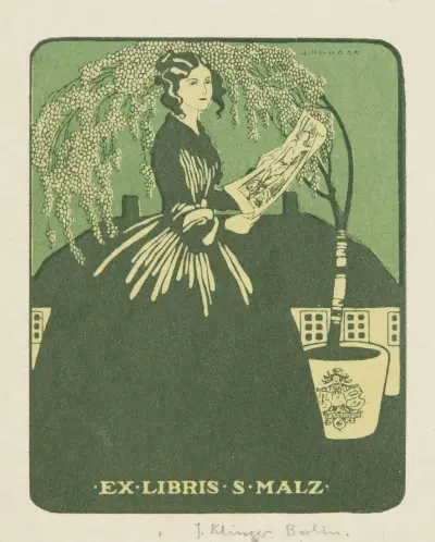 Bookplate of S. Malz av Julius Klinger