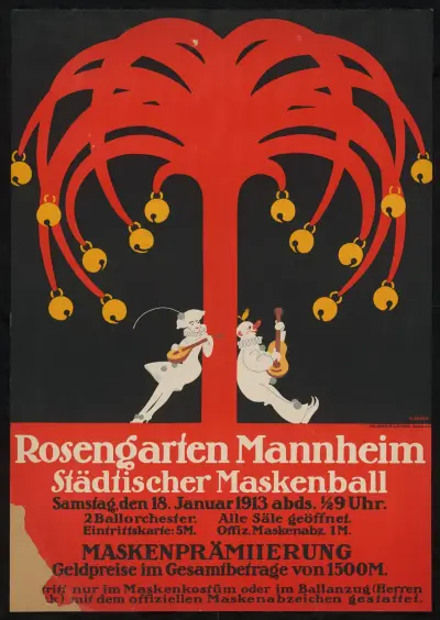 Stadsmaskerad i Rosengarten Mannheim av Julius Klinger