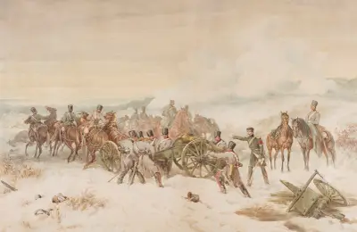 Changing positions during the Battle of Wawer in 1831 av Juliusz Kossak
