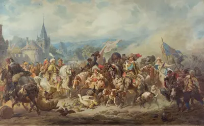 Marknad i Habelschwerde [Bystrzyca Kłodzka] av Juliusz Kossak