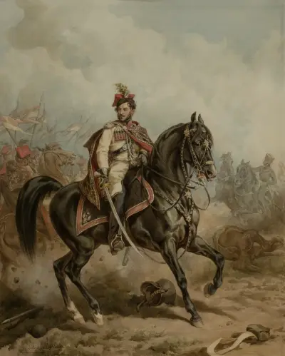 Franciszek Wodzicki at the head of the Krakusi cavalry av Juliusz Kossak