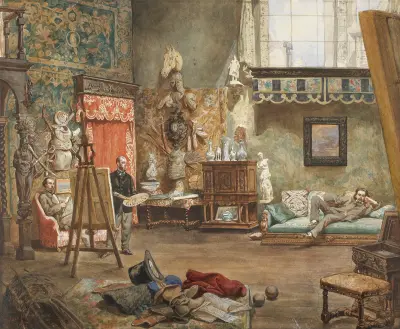 Henryk Rodakowskis ateljé i Paris av Juliusz Kossak