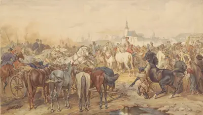 Hästmarknad nära Warszawa av Juliusz Kossak