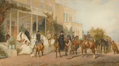 Återkomst från en promenad i Krzeszowice av Juliusz Kossak