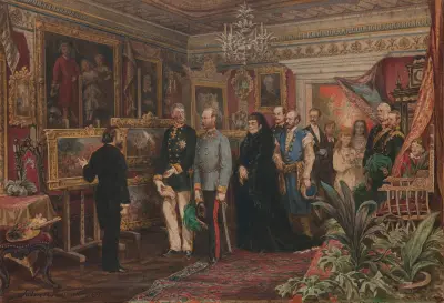 Kejsaren besöker Jan Matejko i hans hus på Florianska 47 av Juliusz Kossak