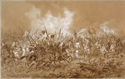 Tuhaj-Bej möter Chmielnicki, scen ur Henryk Sienkiewiczs roman "Med eld och svärd" av Juliusz Kossak