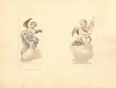 Dwa putta trzymające emblematy Męki Pańskiej, 1912 – nr 2 av Juliusz Makarewicz