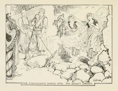 Cirkassierna dansar in i Bassas trädgård av Henry Justice Ford