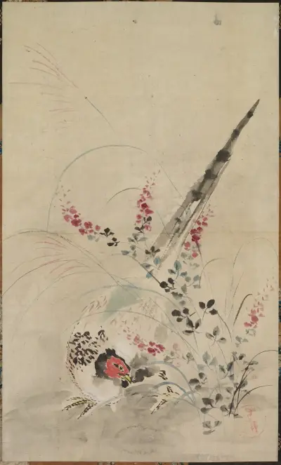 Pheasant and Grasses av Ogata Kōrin