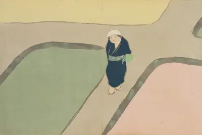 Vårfält (Haru no tanomo) av Kamisaka Sekka