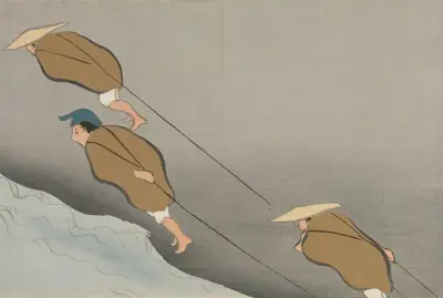 Tugging Boats (Hikibune) av Kamisaka Sekka