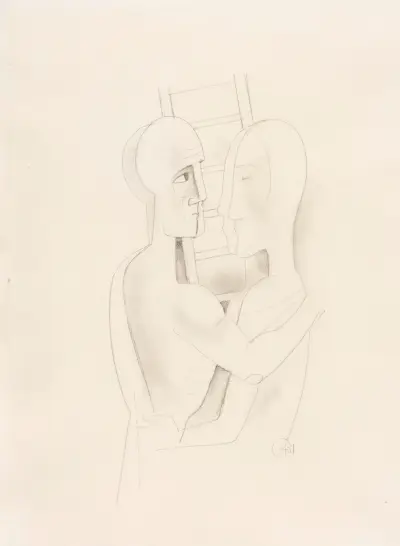 Couple in front of ladder von Karl Hofer