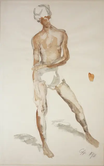 Halvnaken nubier, helfigur av Karl Hofer