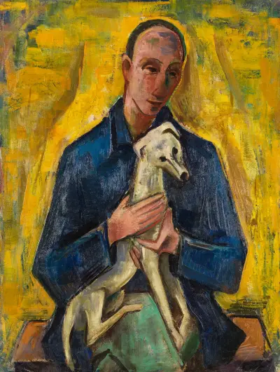 Man with dog von Karl Hofer
