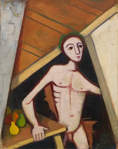 Nude with Fruit Still Life av Karl Hofer