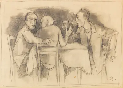 Tre män vid ett bord av Karl Hofer