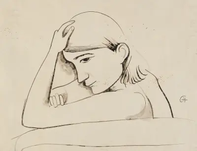 Trost (Nachdenkliches Mädchen) av Karl Hofer