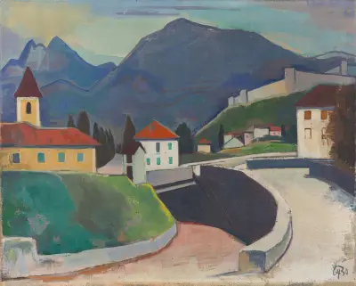 Utsikt mot Bellinzona av Karl Hofer