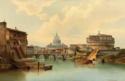 Rome, View Of Castel Sant’angelo av Karl Kaufmann