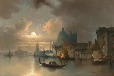 Venice, a Moonlit Night in the Bacino av Karl Kaufmann