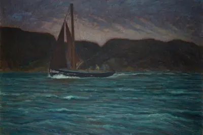 Fiskebåt i storm av Karl Nordström