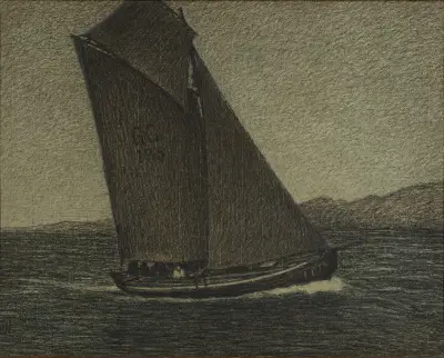 Fiskebåt som kryssar av Karl Nordström