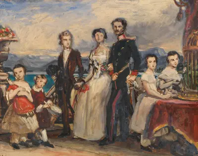Studie zu dem Gemälde ‘Die Geschwister der Kaiserin Elisabeth von Österreich’ av Joseph Karl Stieler