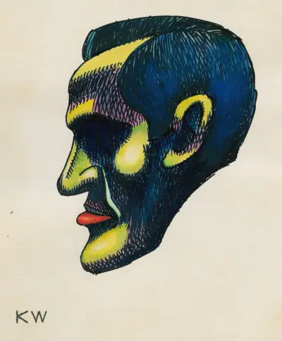 Huvudstudie, ur; 'Profil', 10 blad, Graz IV av Karl Wiener