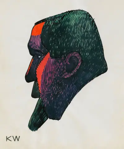 Huvudstudie, ur; 'Profil', 10 blad, Graz VIII av Karl Wiener
