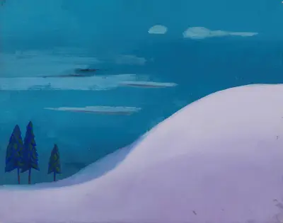 Landschaft in Blau-Lila av Karl Wiener
