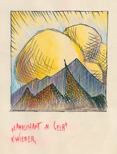 Landschaft in Gelb av Karl Wiener