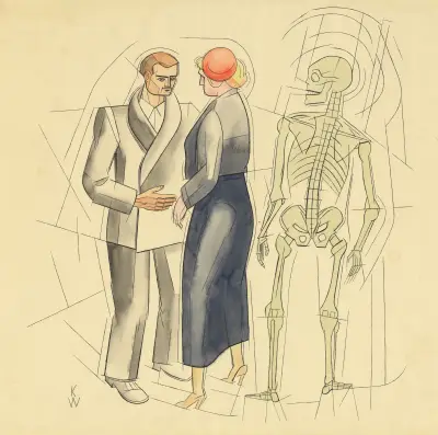 Ohne Titel (Mann, Frau und Skelett) av Karl Wiener